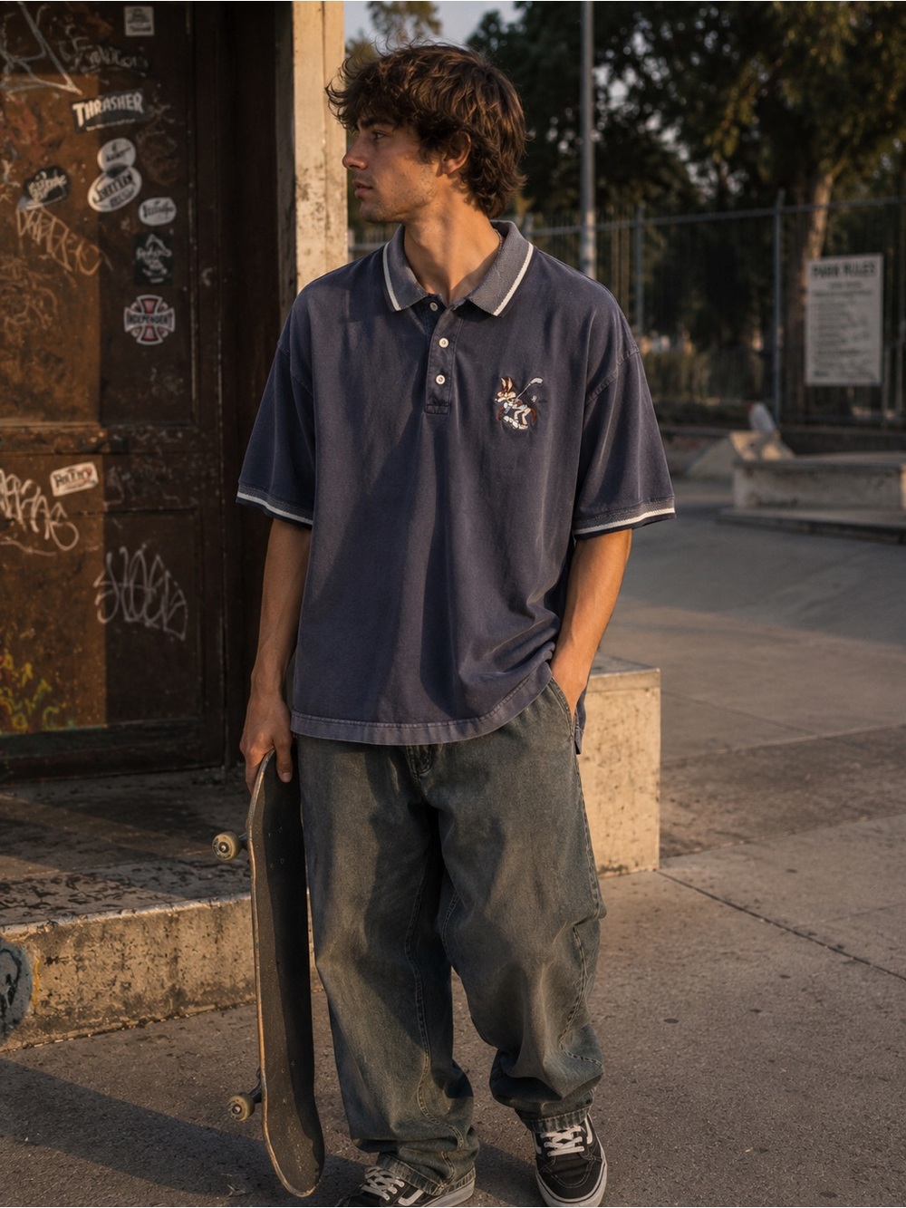 Warner Bros. Vintage Looney Tunes Navy Polo